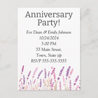 Anniversary party invitations inbjudan vykort