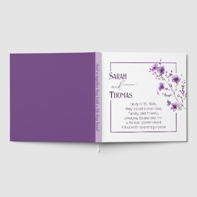 Anniversary Party Purple Flowering Branch Gästböcker (Full)