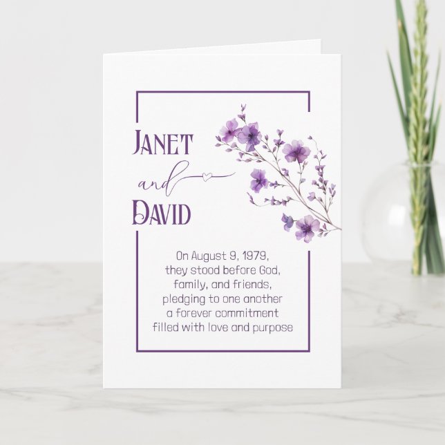 Anniversary Purple Flowering Branch Kort (Framsida)