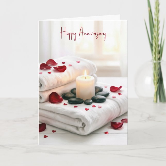 Anniversary Spa with Rose Petals Kort (Framsida)