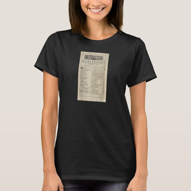 Anniversary Table of Contents Shakespeare First Fo T Shirt (Framsida)