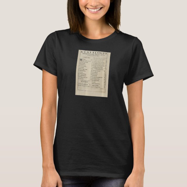 Anniversary Table of Contents Shakespeare First Fo T Shirt (Framsida)