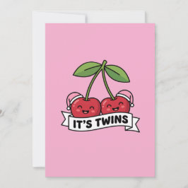 Annonce Jumeaux Filles It's Twins Cerises Bonnets Inbjudningar