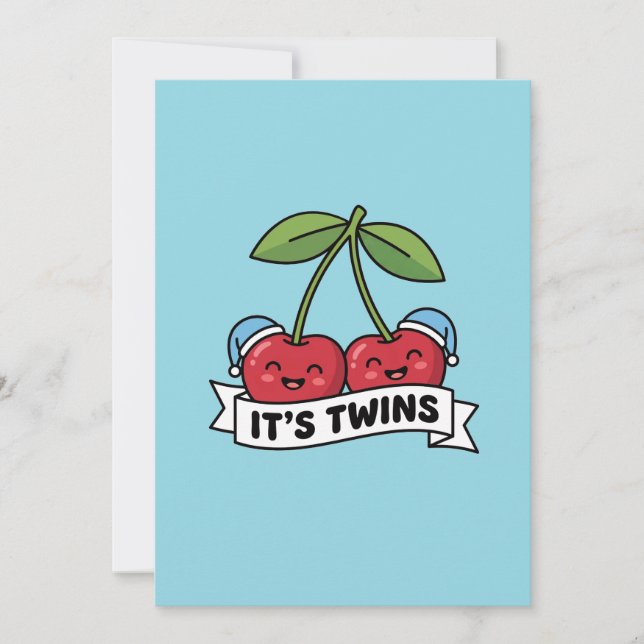 Annonce Jumeaux Garçons It's Twins Cerises Bonnets Inbjudningar (Framsida)