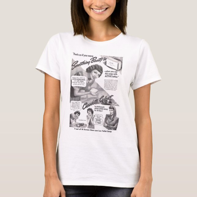ANNONS 1942 för tvål för Claudette Colbert Tee Shirt (Framsida)
