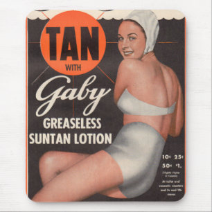 Annons 1950 för Gaby solbrännaLotion Musmatta
