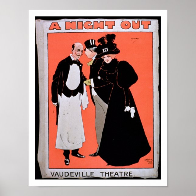 Annons för "A Natt ut", vid Vaudeville Poster (Framsidan)