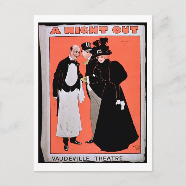 Annons för "A Natt ut", vid Vaudeville Vykort (Framsida)