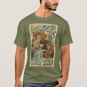 Annons för Alfons Mucha art nouveauöl T Shirt