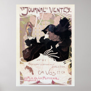 Annons för journal för vintageart nouveauauktion poster