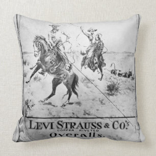 Annons för Levi Strauss & Co, c.1900 (lithoen) Kudde