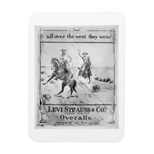 Annons för Levi Strauss & Co, c.1900 (lithoen) Magnet