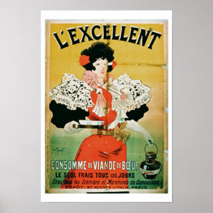 Annons för "L'Excellent Beef Consomme" (kol) Poster