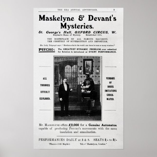 Annons för Maskelyne & Devants mysterier Poster (Framsidan)