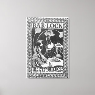Annons för Pub-Lock-skrivmaskiner, c.1895 Canvastryck