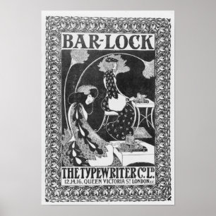 Annons för Pub-Lock-skrivmaskiner, c.1895 Poster
