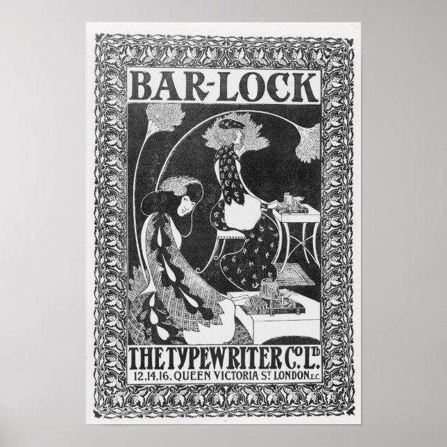 Annons för Pub-Lock-skrivmaskiner, c.1895 Poster (Framsidan)