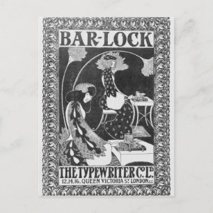 Annons för Pub-Lock-skrivmaskiner, c.1895 Vykort