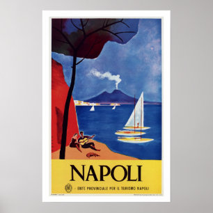 Annons för vintage resor för Napeles italien retro Poster
