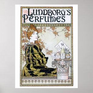 Annons för vintageart nouveauparfym poster