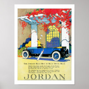 Annons för vintageblåttbil poster