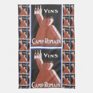 Annons "läger Romain " för affisch "för Vins" Kökshandduk