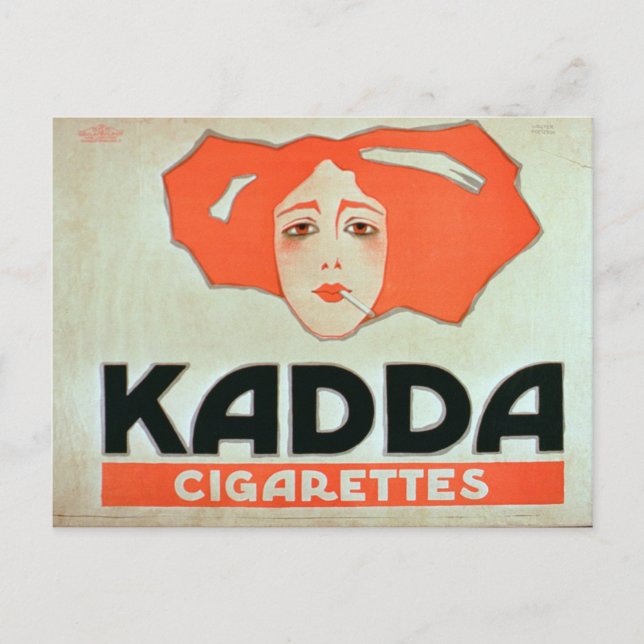 Annons till Kadda Cigarettes (färg litho) Vykort (Framsida)