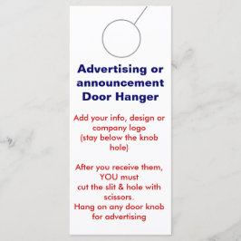 Annonsera märkre för DOOR HANGER-befordran