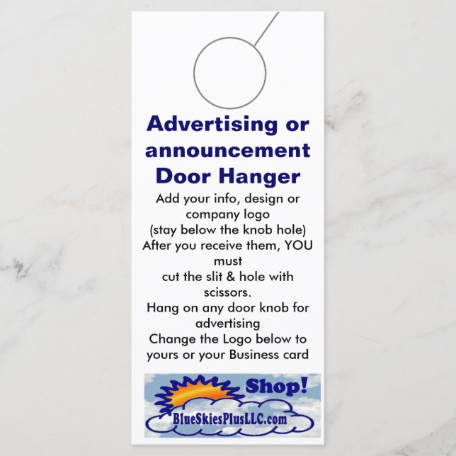 Annonsera märkre för DOOR HANGER-befordran (Framsida)