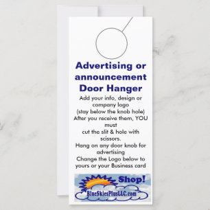 Annonsera märkre för DOOR HANGER-befordran
