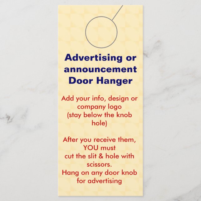 Annonsera märkre för DOOR HANGER-befordran (Framsida)