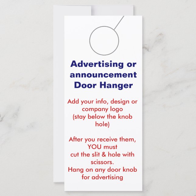 Annonsera märkre för DOOR HANGER-befordran (Framsida)