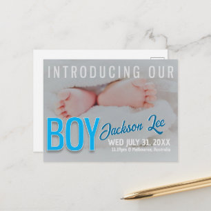 Annonserar Baby POJKE Foto Postkort Meddelande Vykort