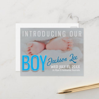 Annonserar Baby POJKE Foto Postkort Meddelande Vykort