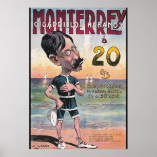 Annonsering 1907 för vintageMonterrey cigarr Poster