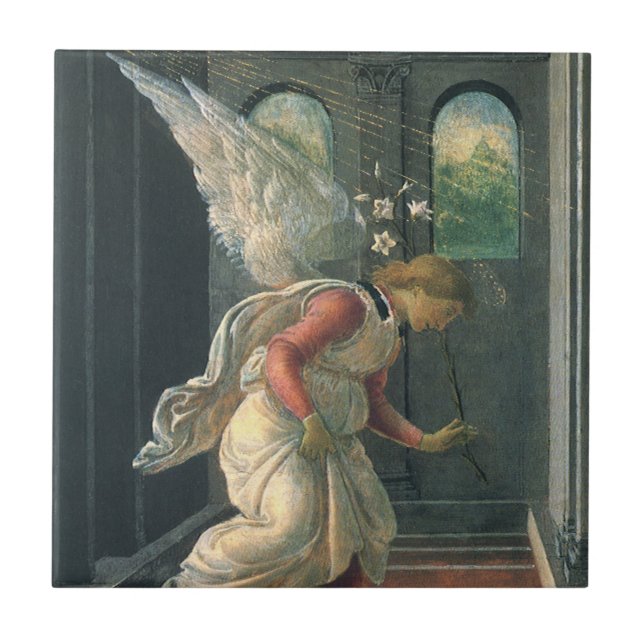 Annonsering (ängeldetalj) av Sandro Botticelli Kakelplatta (Framsidan)
