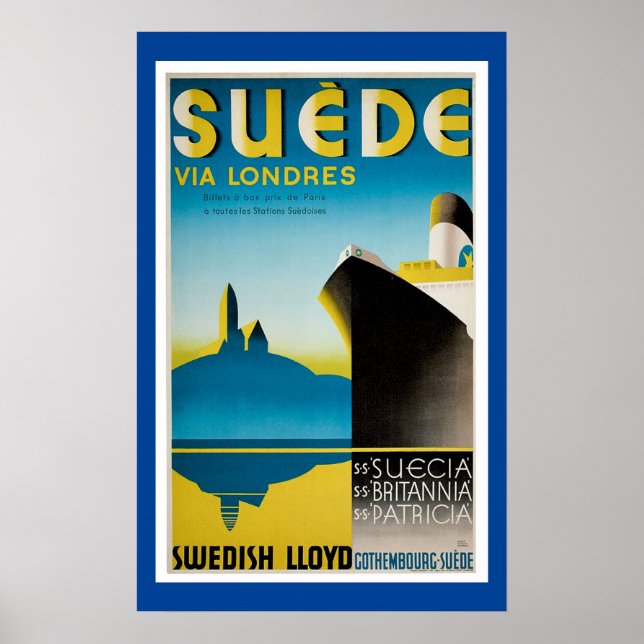Annonsering av Frakt för Vintage av Sverige Poster (Framsidan)