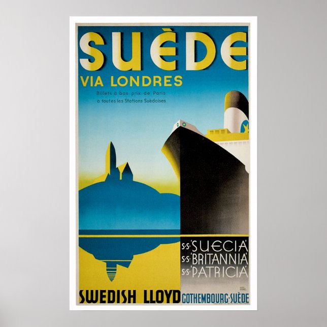 Annonsering av Frakt för Vintage av Sverige Poster (Framsidan)