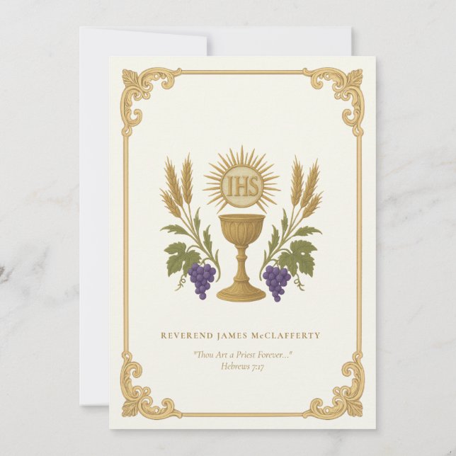 Annonsering av katolsk Priestordination på årsdag Inbjudningar (Baksida)