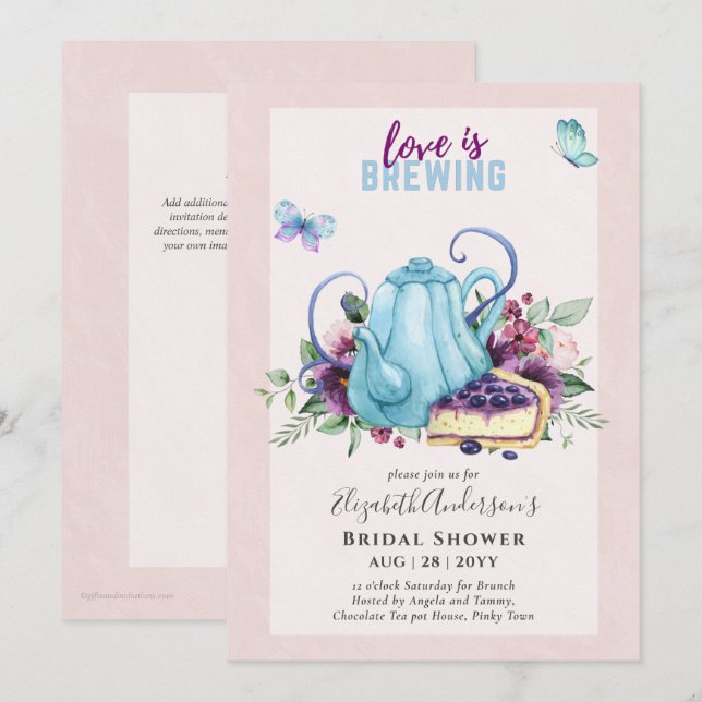 Annonsering av Lunch-Möhippa för tea-port Inbjudningar (Fram/baksida)