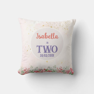 Annonsering av Rosa och Lila Butterfly Birthday Kudde