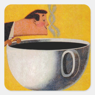 Annonsering av vintage-kaffe fyrkantigt klistermärke