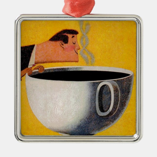Annonsering av vintage-kaffe julgransprydnad metall (Framsidan)