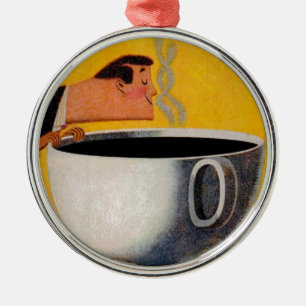 Annonsering av vintage-kaffe julgransprydnad metall