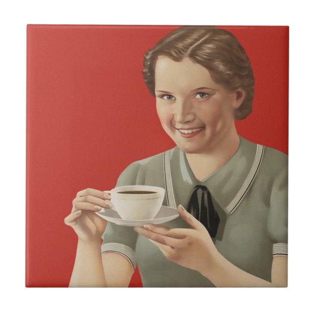 Annonsering av vintage-kaffe kakelplatta (Framsidan)