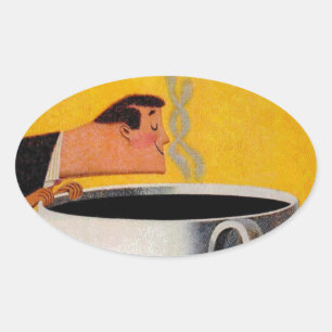 Annonsering av vintage-kaffe ovalt klistermärke