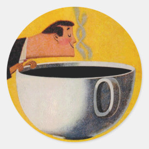 Annonsering av vintage-kaffe runt klistermärke