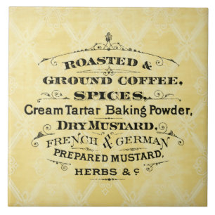 Annonsering av Vintagen för matkaffe och kryddor Kakelplatta