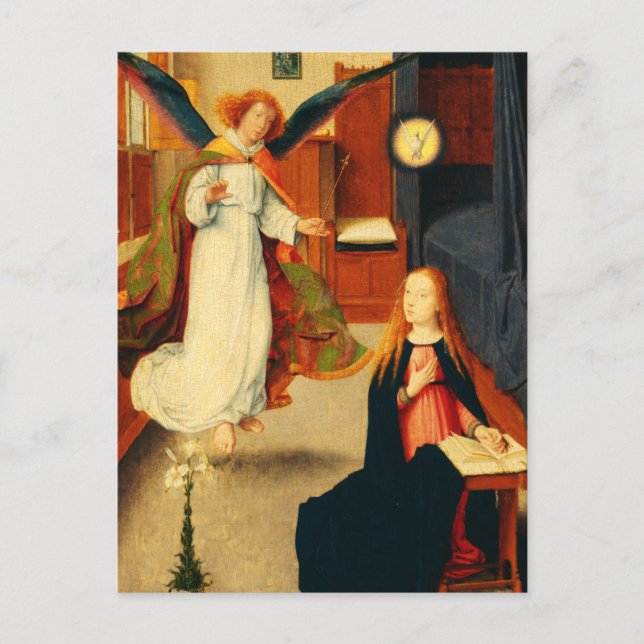 Annonsering av Virgin Mary av Gerard David Vykort (Framsida)