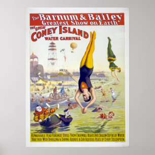 Annonsering för cirkus för Barnum & borggårdConeyö Poster